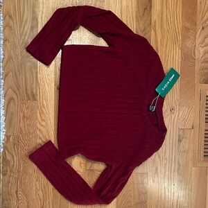 Women's Ribbed Red Top